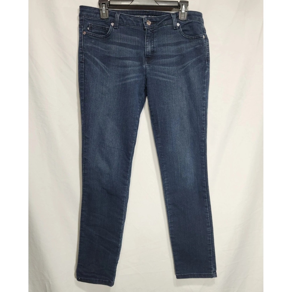 Michael Kors Capri Cuffed Skinny Jeans Womens Size 10 Blue Dark Wash Denim‎